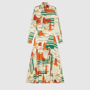 Dresses Gucci Women Ilrated Gucci Cities Silk Dress