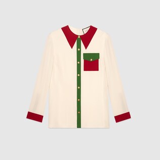 Trompe l'oeil silk satin shirt