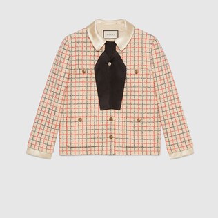 Bouclé jacket with bow