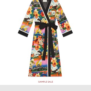 Hawaiian print silk kimono