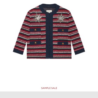 Marine stripe bouclé jacket