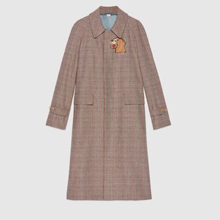 Wool coat with puma patch