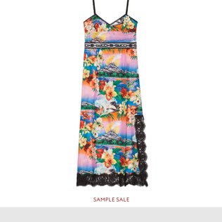 Hawaiian print silk dress