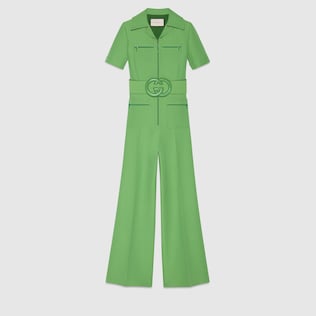 Dresses Gucci Women Wool Silk Belted Jumpsuit