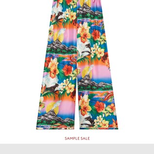 Hawaiian print silk pajama pant