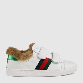 Children's Ace leather sneaker with faux fur