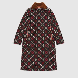 GG diamond wool cape coat
