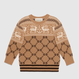 Children's GG reindeers wool sweater