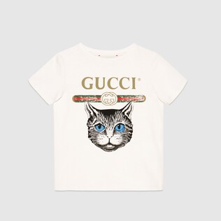 Children's Gucci logo T-shirt with Mystic Cat