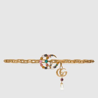 Chain belt with crystal Double G buckle 