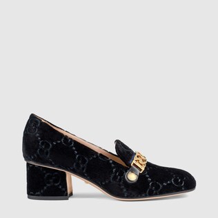 Sylvie GG velvet mid-heel pump