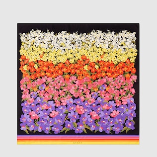 Degradé flowers print silk scarf