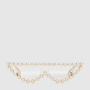 Cat eye metal glasses with pearls