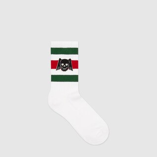 Cotton socks with winged skull