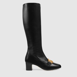 Leather boot with Double G