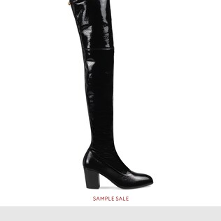 Patent leather over-the-knee boot