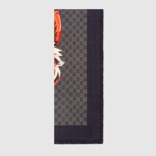 GG wool stole with wolf