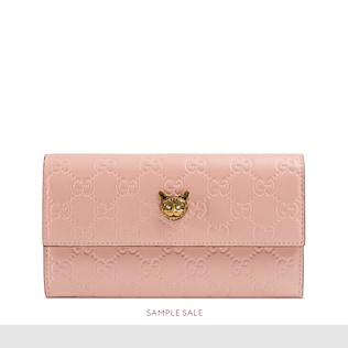 Gucci Signature continental wallet with cat