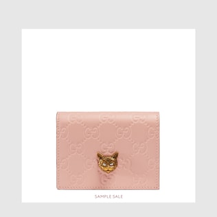Gucci Signature card case with cat