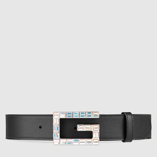 Leather belt with Square G buckle