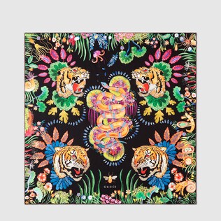 Tigers and Kingsnake print silk scarf
