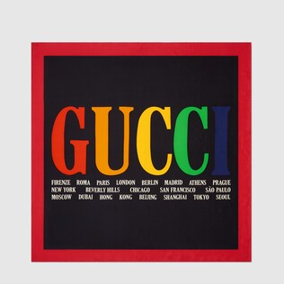 Gucci Cities print silk scarf