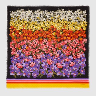 Degradé flowers print wool shawl
