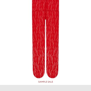 Lace tights with floral motif