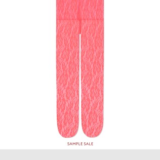 Lace tights with floral motif