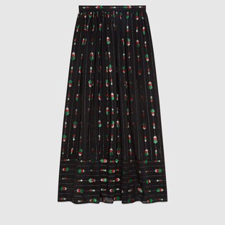 Silk maxi skirt with fil coupé