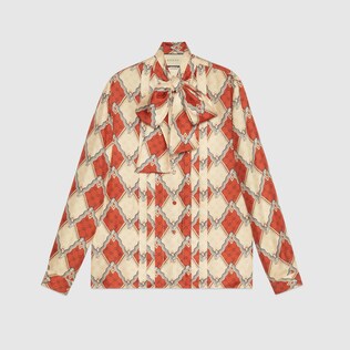 Silk shirt with snake rhombus print