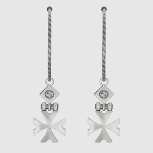 Silver Earrings Gucci Earrings With Cross Pendant In Silver
