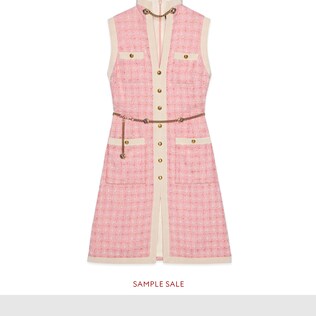 Dresses Gucci Women Short Tweed Dress With Chain Belt