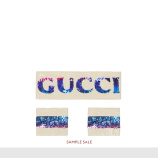 Sequin Gucci headband and wrist cuffs