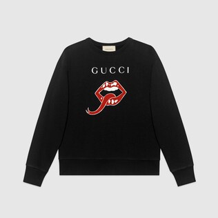 Cotton jersey sweatshirt with mouth