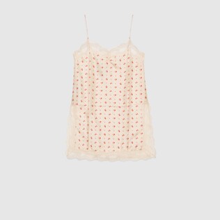 Rose print silk tank