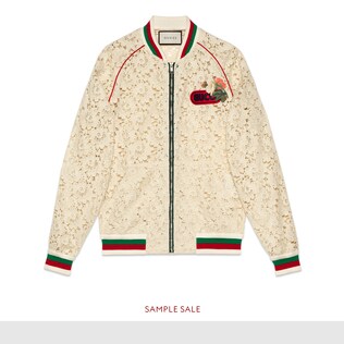 Flower lace bomber jacket