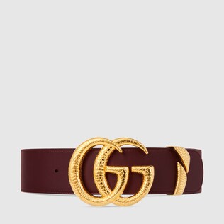 Leather belt with Double G buckle