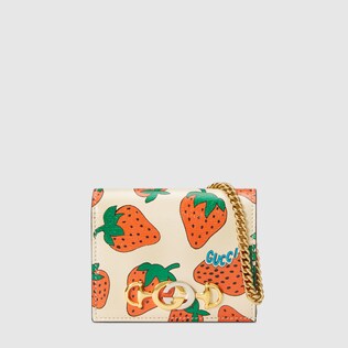 Gucci Zumi Strawberry print card case wallet