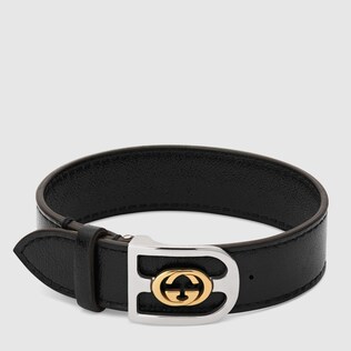 Bracelet with gold Interlocking G buckle