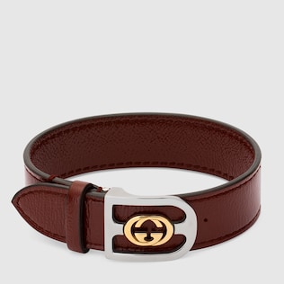 Bracelet with gold Interlocking G buckle