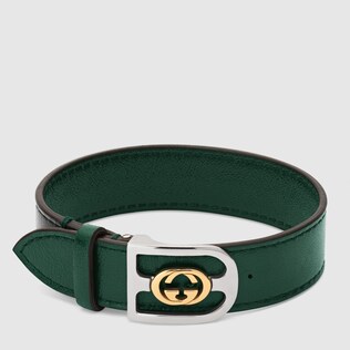 Bracelet with gold Interlocking G buckle