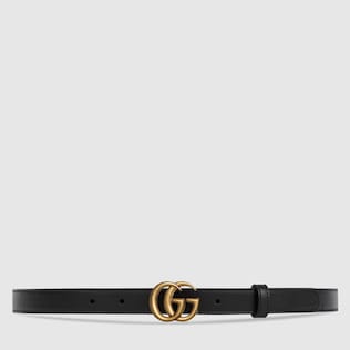 Leather belt with Double G buckle