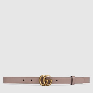 Leather belt with Double G buckle