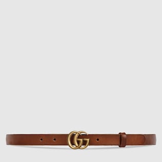 Leather belt with Double G buckle