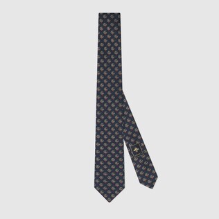 Double G and hearts silk tie