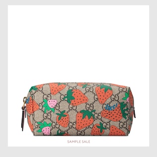 GG cosmetic case with Gucci Strawberry print