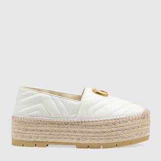 Chevron leather espadrille with Double G