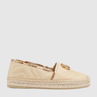 Chevron raffia espadrille with Double G