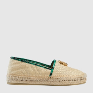 Online Exclusive chevron raffia espadrille with Double G